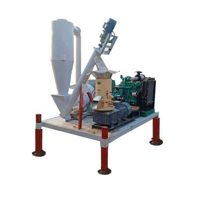 Small wood pellets press machine group with crusher mobile type diesel generator